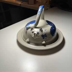 Handmade Cat Butter Dish